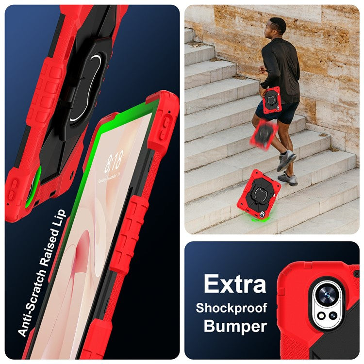 For Huawei MatePad Air (2024) Case Silicone+PC Kickstand Tablet Cover - Red / Black