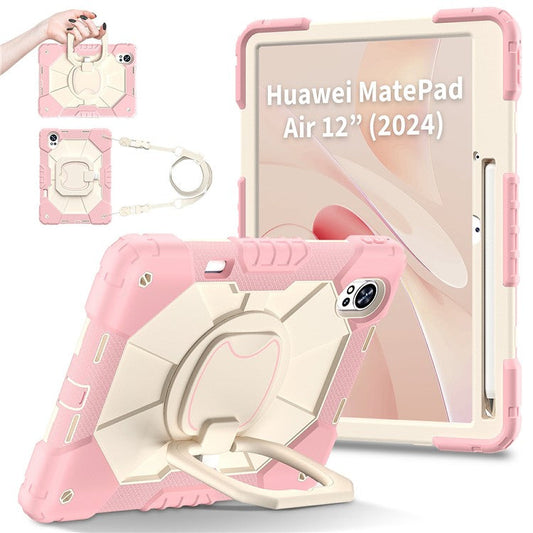 For Huawei MatePad Air (2024) Case Silicone+PC Kickstand Tablet Cover - Rose Gold / Grey