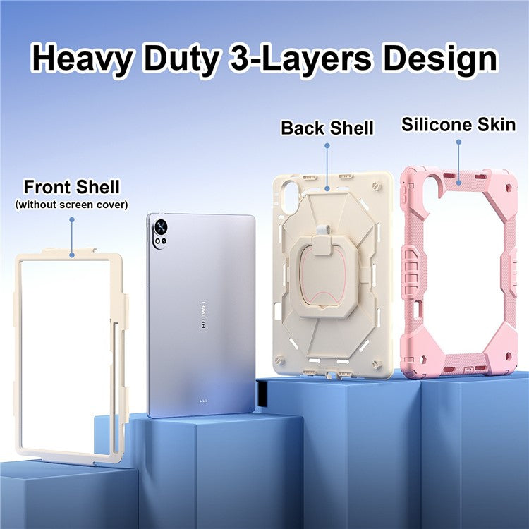 For Huawei MatePad Air (2024) Case Silicone+PC Kickstand Tablet Cover - Rose Gold / Grey
