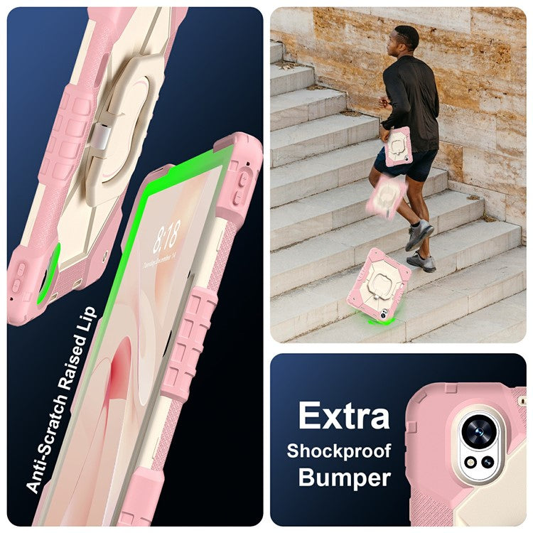 For Huawei MatePad Air (2024) Case Silicone+PC Kickstand Tablet Cover - Rose Gold / Grey