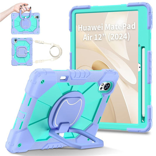 For Huawei MatePad Air (2024) Case Silicone+PC Kickstand Tablet Cover - Light Purple / Mint Green
