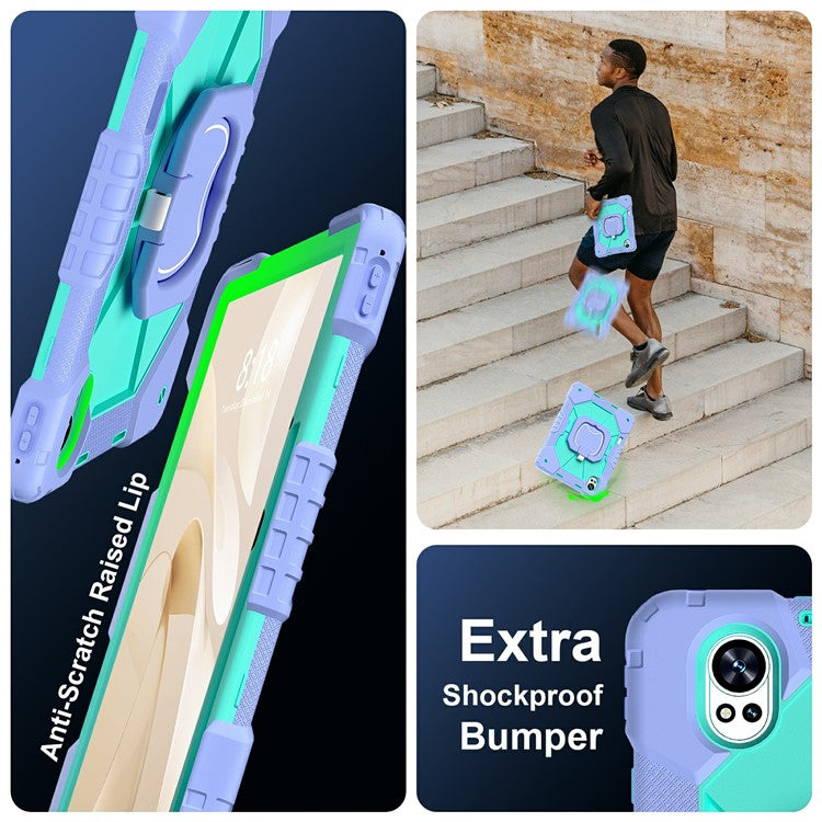 For Huawei MatePad Air (2024) Case Silicone+PC Kickstand Tablet Cover - Light Purple / Mint Green