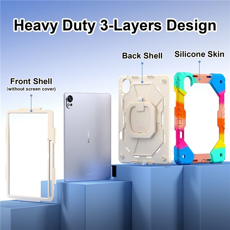 For Huawei MatePad Air (2024) Case Silicone+PC Kickstand Tablet Cover - Colorful / Blue