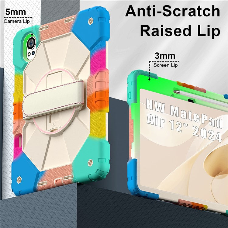 For Huawei MatePad Air (2024) Case Kickstand Silicone+PC Tablet Cover with Shoulder Strap - Colorful / Blue