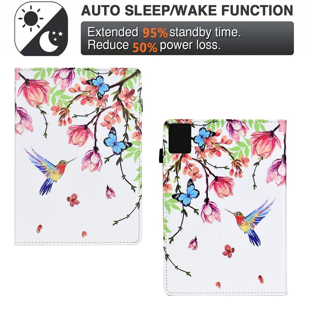 For Lenovo Tab M11 / Xiaoxin Pad 11 2024 Case Pattern Printing Card Holder Leather Tablet Stand Cover - Flowers and Birds