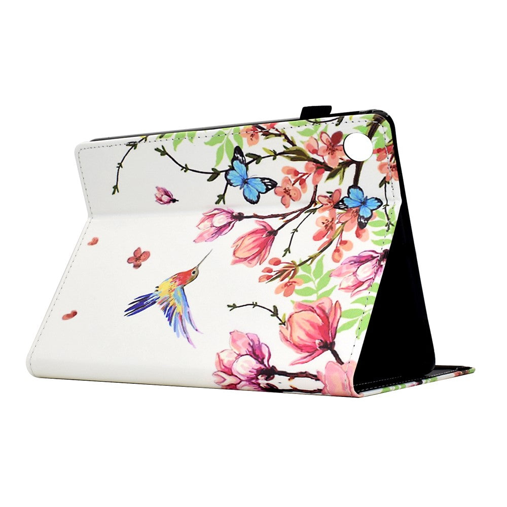 For Lenovo M10 Plus Case Pattern Printing Card Holder Leather Tablet Stand Cover  - Flowers and Birds