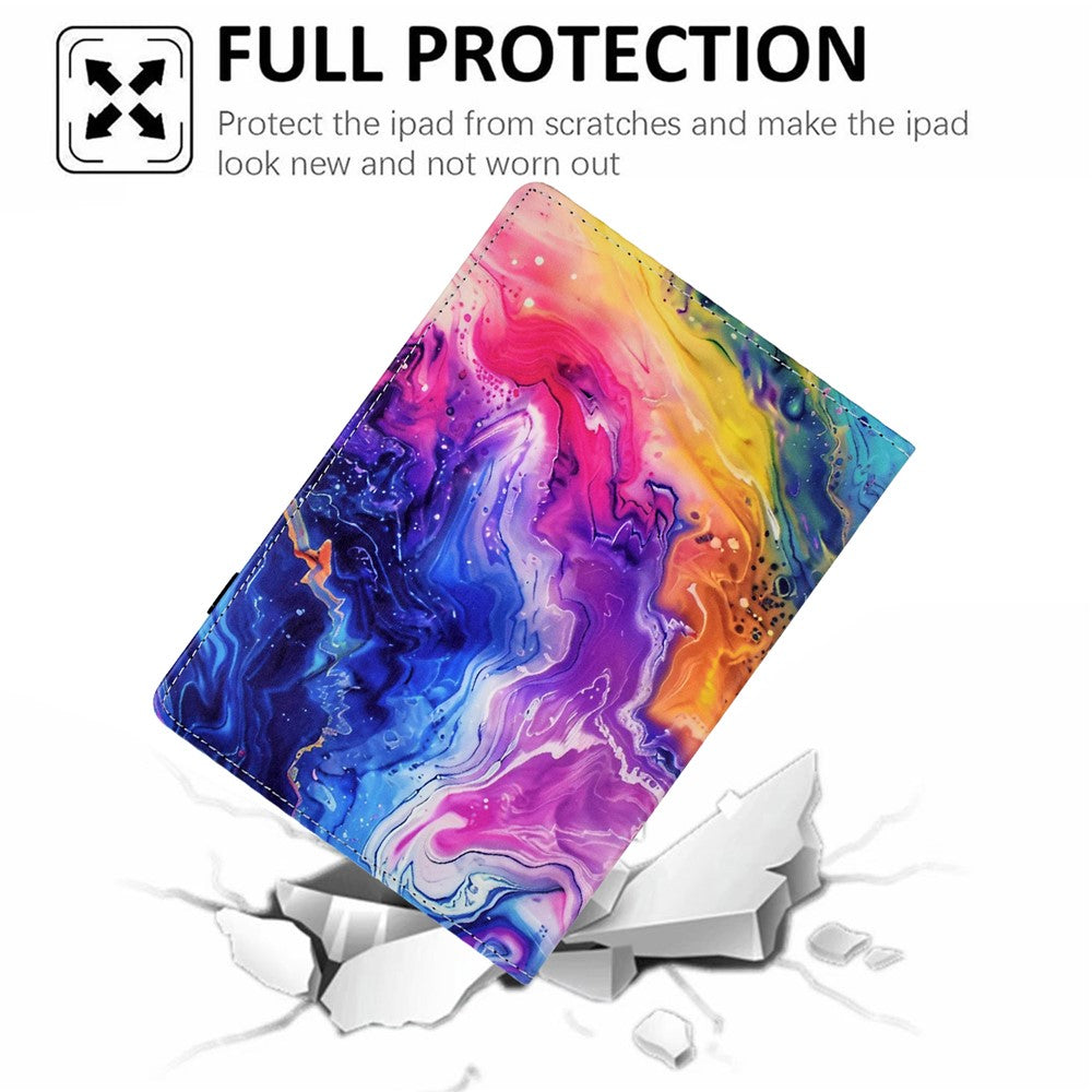 For Lenovo M10 Plus Case Pattern Printing Card Holder Leather Tablet Stand Cover  - Marble Pattern