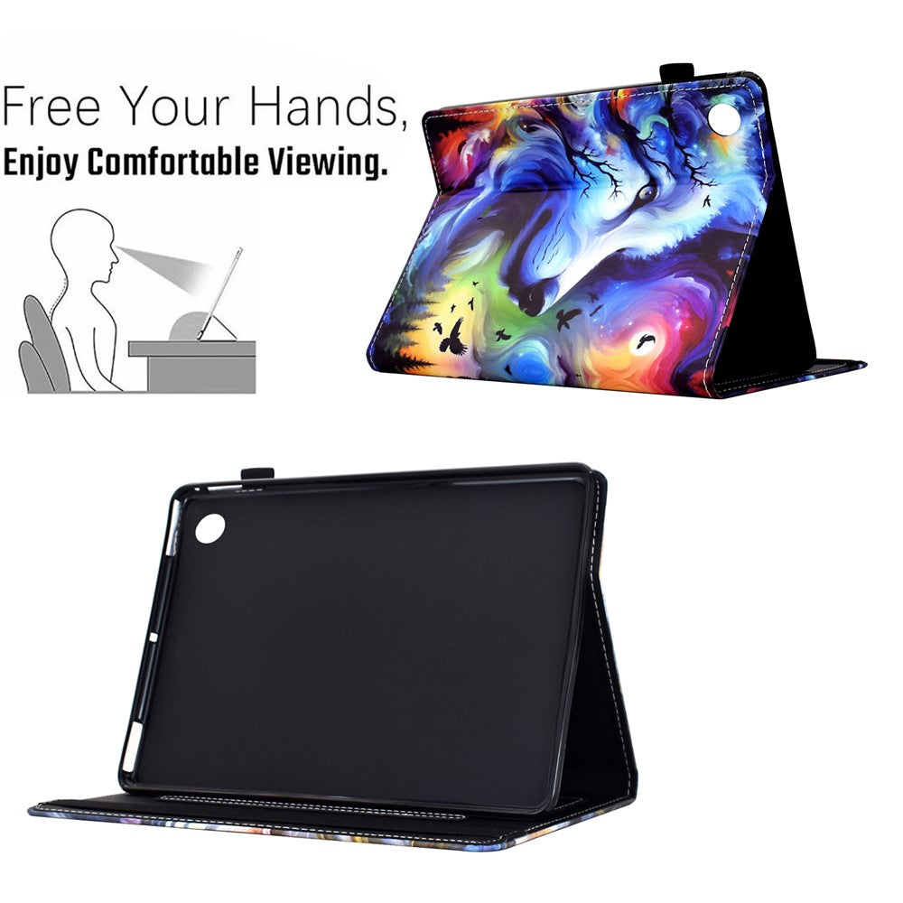 For Lenovo M10 Plus Case Pattern Printing Card Holder Leather Tablet Stand Cover  - Dog