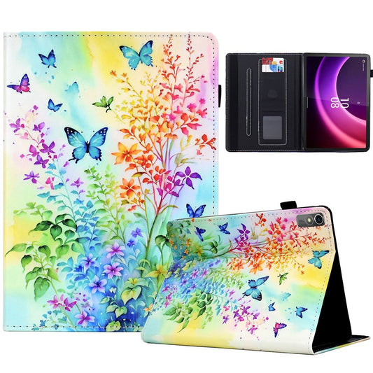 For Lenovo Tab P11 Gen 2 TB-350 / Xiaoxin Pad Plus (2023) Case Pattern Printing Card Holder Leather Tablet Stand Cover - Flowers and Butterflies