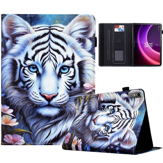For Lenovo Tab P11 Gen 2 TB-350 / Xiaoxin Pad Plus (2023) Case Pattern Printing Card Holder Leather Tablet Stand Cover - Tiger