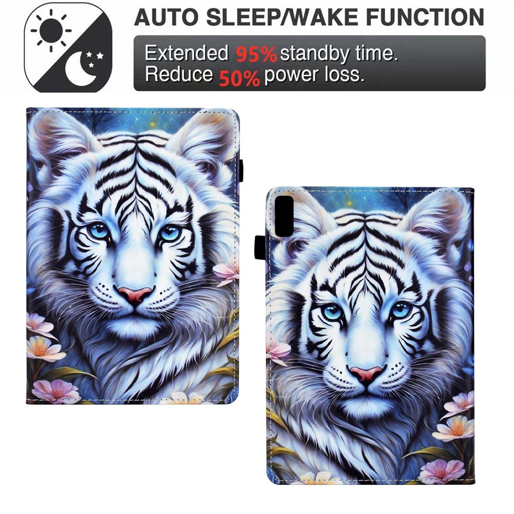 For Lenovo Tab P11 Gen 2 TB-350 / Xiaoxin Pad Plus (2023) Case Pattern Printing Card Holder Leather Tablet Stand Cover - Tiger