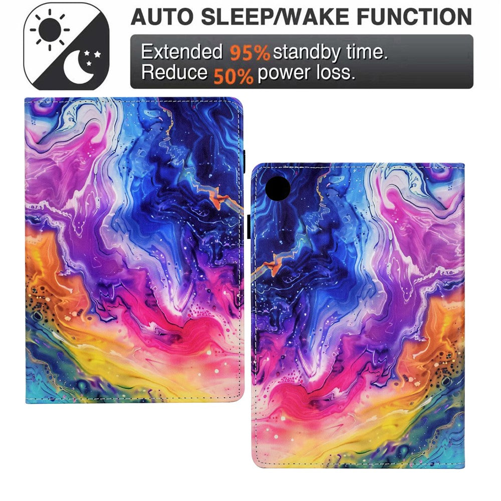 For Lenovo Tab M10 (Gen 3) Case Pattern Printing Card Holder Leather Tablet Stand Cover - Marble Pattern