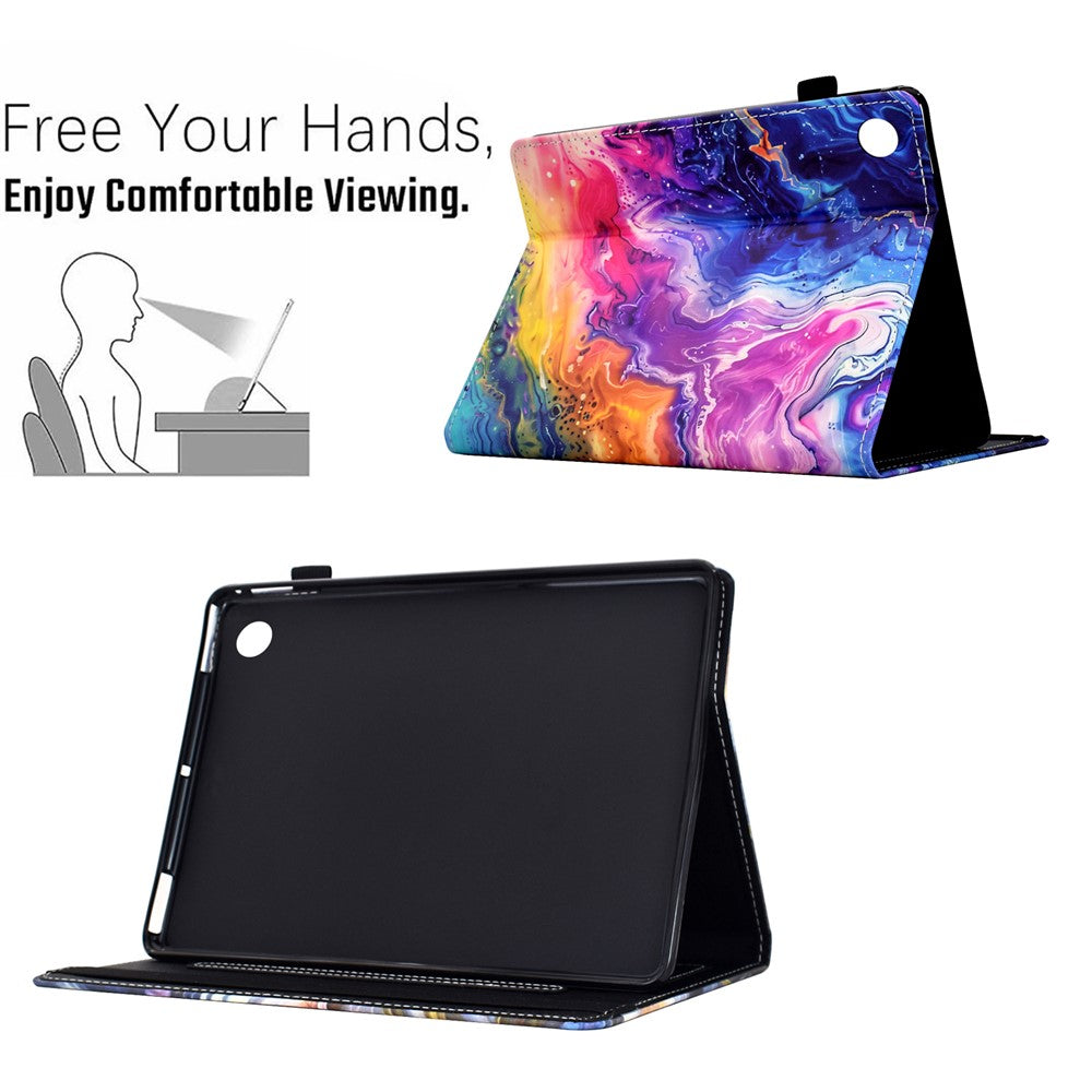 For Lenovo Tab M10 (Gen 3) Case Pattern Printing Card Holder Leather Tablet Stand Cover - Marble Pattern