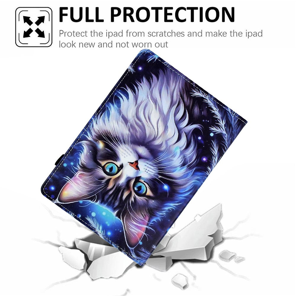 For Lenovo Tab M10 (Gen 3) Case Pattern Printing Card Holder Leather Tablet Stand Cover - Cat