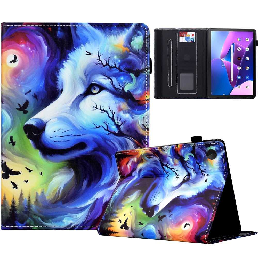 For Lenovo Tab M10 (Gen 3) Case Pattern Printing Card Holder Leather Tablet Stand Cover - Dog