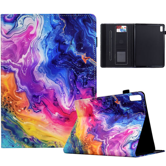 For Lenovo Tab M9 TB-310FU Case Pattern Printing Tablet Cover Shockproof Leather Card Holder Stand Case - Marble Pattern