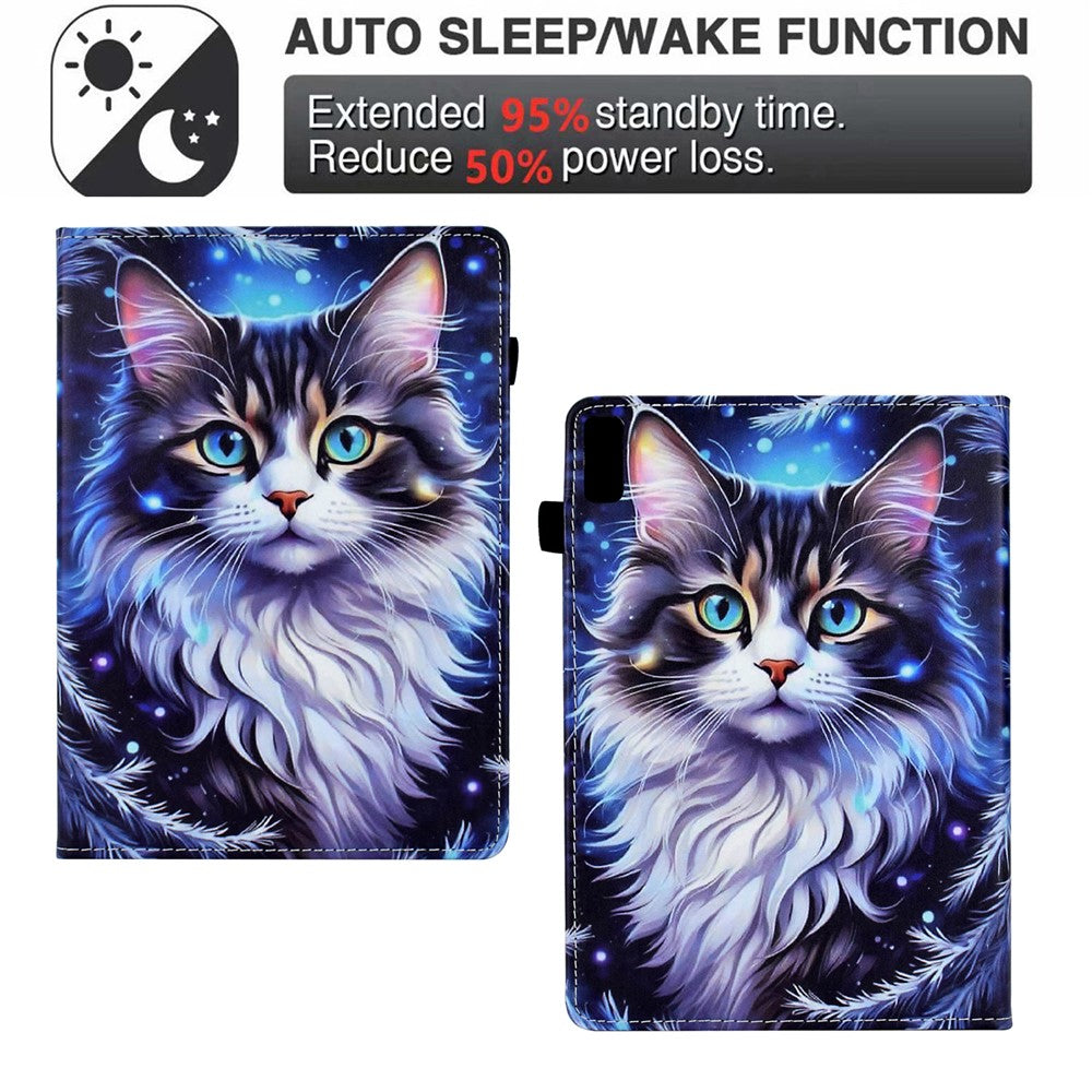 For Lenovo Tab M9 TB-310FU Case Pattern Printing Tablet Cover Shockproof Leather Card Holder Stand Case - Cat