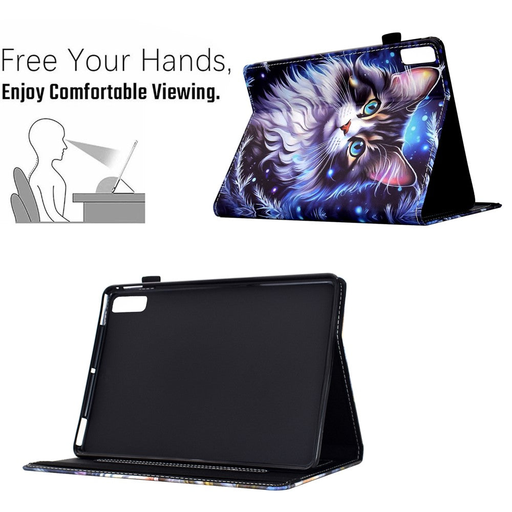 For Lenovo Tab M9 TB-310FU Case Pattern Printing Tablet Cover Shockproof Leather Card Holder Stand Case - Cat