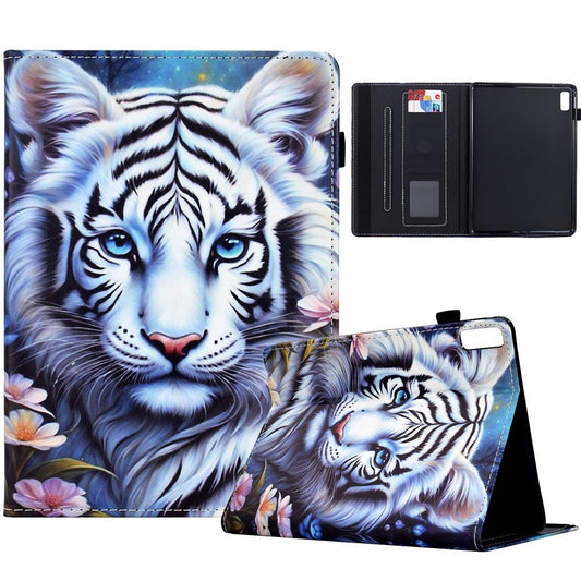 For Lenovo Tab M9 TB-310FU Case Pattern Printing Tablet Cover Shockproof Leather Card Holder Stand Case - Tiger