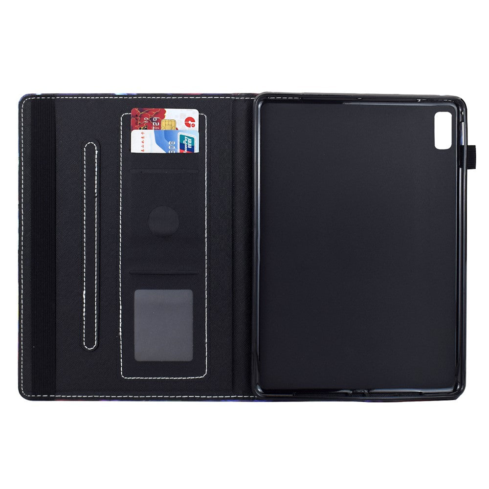 For Lenovo Tab M9 TB-310FU Case Pattern Printing Tablet Cover Shockproof Leather Card Holder Stand Case - Tiger