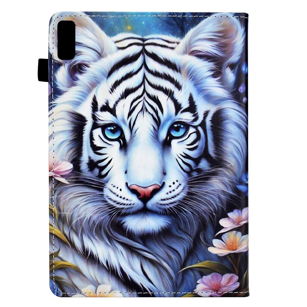 For Lenovo Tab M9 TB-310FU Case Pattern Printing Tablet Cover Shockproof Leather Card Holder Stand Case - Tiger