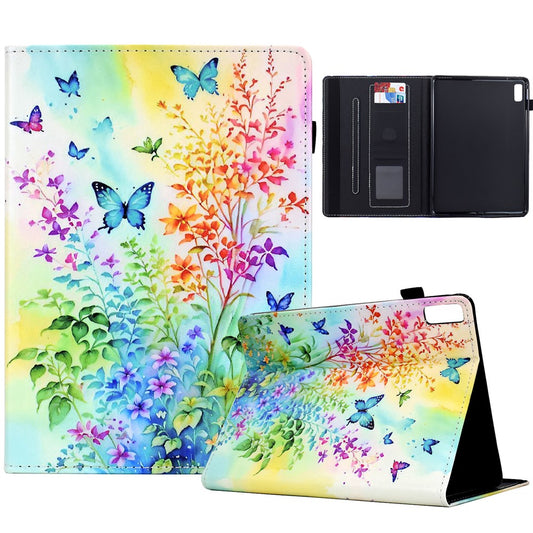 For Lenovo Tab M9 TB-310FU Case Pattern Printing Tablet Cover Shockproof Leather Card Holder Stand Case - Flowers And Butterflies