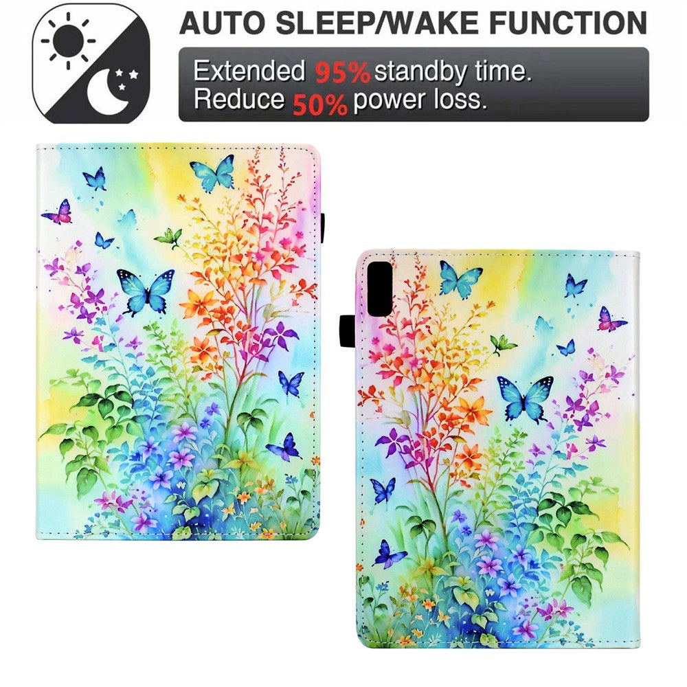 For Lenovo Tab M9 TB-310FU Case Pattern Printing Tablet Cover Shockproof Leather Card Holder Stand Case - Flowers And Butterflies