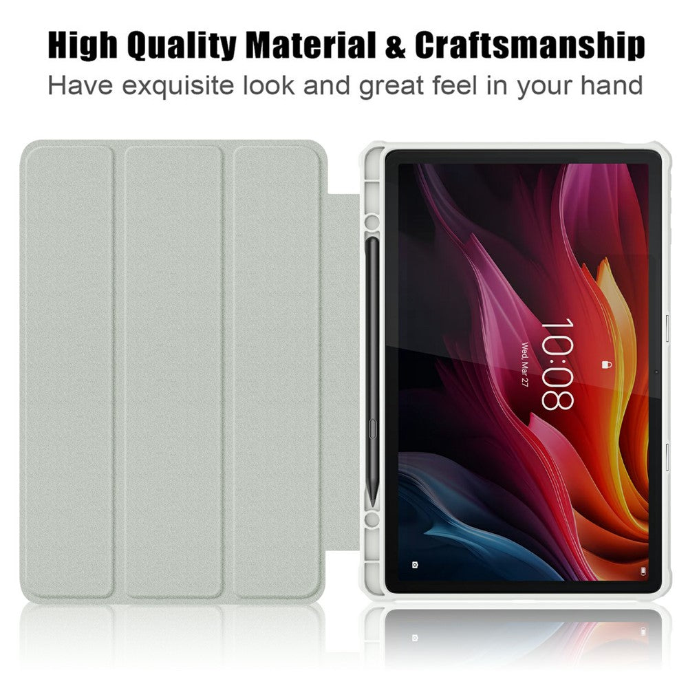 For Lenovo Tab K11 Plus TB230XC Case Auto Sleep / Wake PU Leather Flip Tablet Cover Triple-Fold Stand - Grey