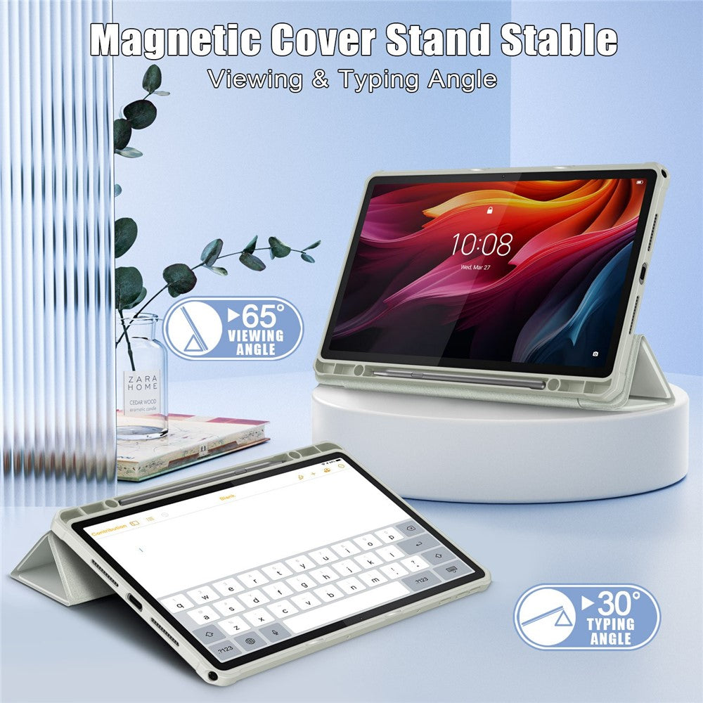 For Lenovo Tab K11 Plus TB230XC Case Auto Sleep / Wake PU Leather Flip Tablet Cover Triple-Fold Stand - Grey