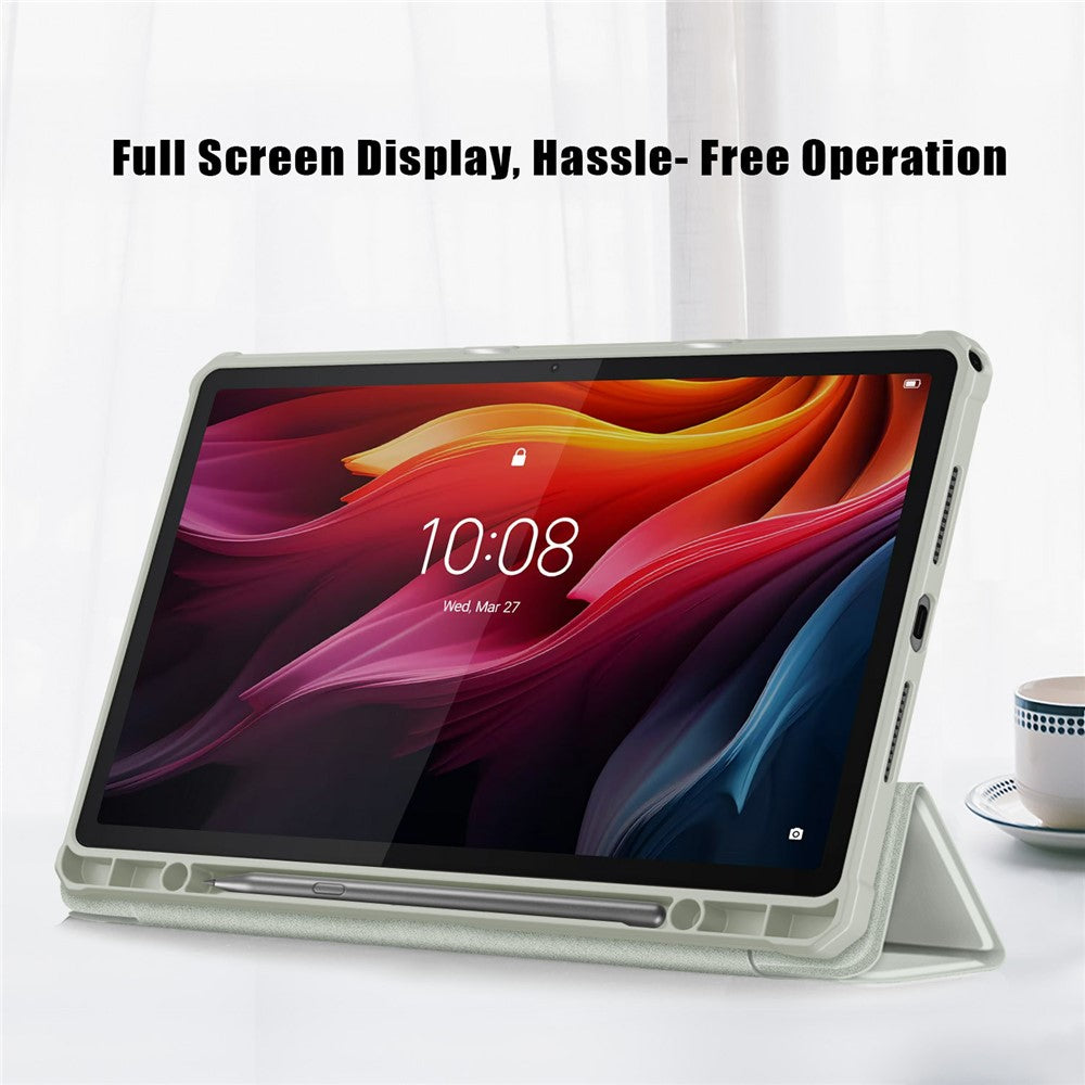 For Lenovo Tab K11 Plus TB230XC Case Auto Sleep / Wake PU Leather Flip Tablet Cover Triple-Fold Stand - Grey