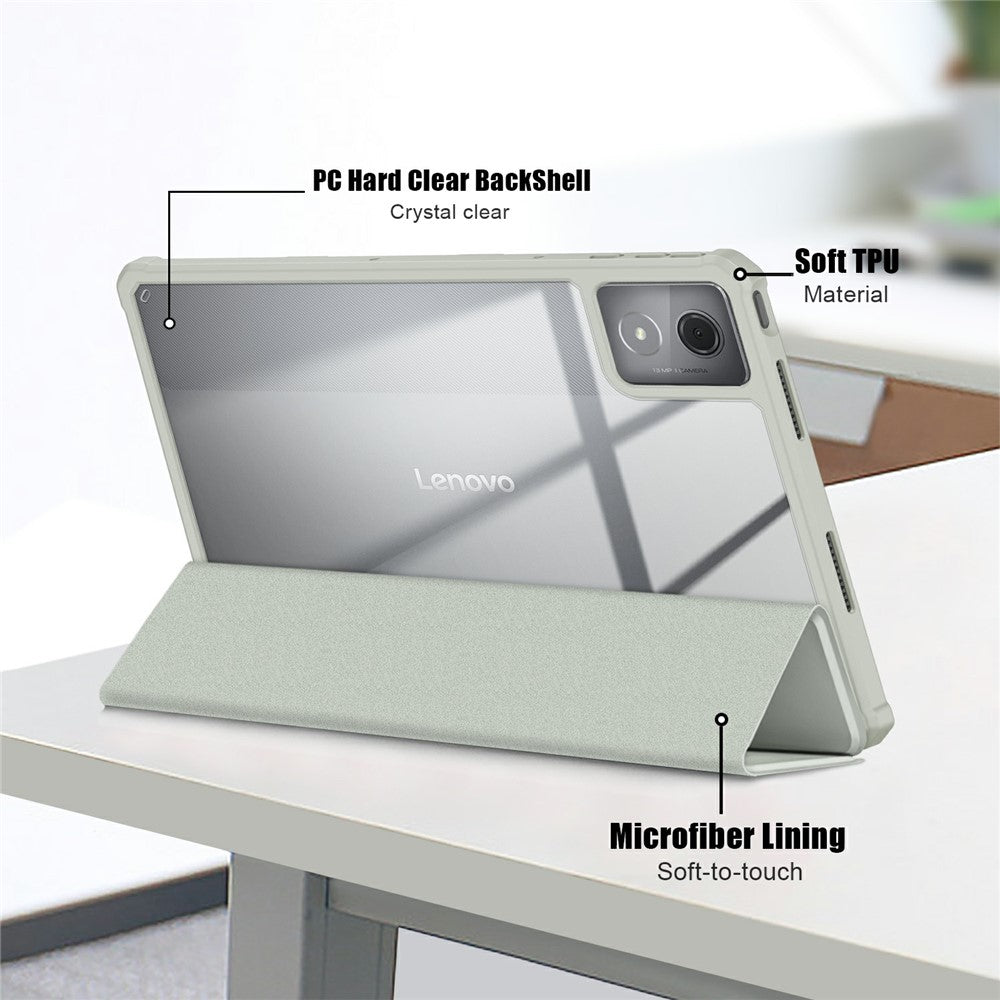 For Lenovo Tab K11 Plus TB230XC Case Auto Sleep / Wake PU Leather Flip Tablet Cover Triple-Fold Stand - Grey
