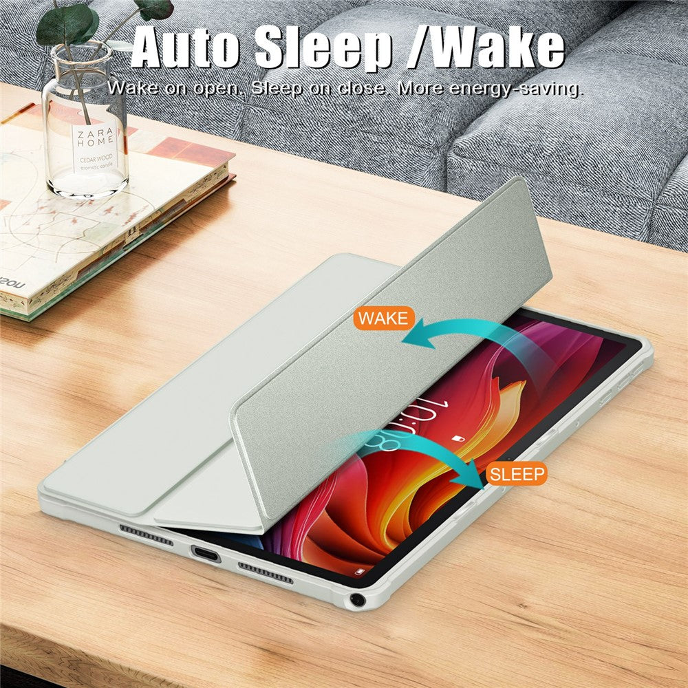 For Lenovo Tab K11 Plus TB230XC Case Auto Sleep / Wake PU Leather Flip Tablet Cover Triple-Fold Stand - Grey