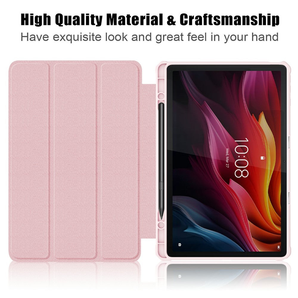 For Lenovo Tab K11 Plus TB230XC Case Auto Sleep / Wake PU Leather Flip Tablet Cover Triple-Fold Stand - Pink