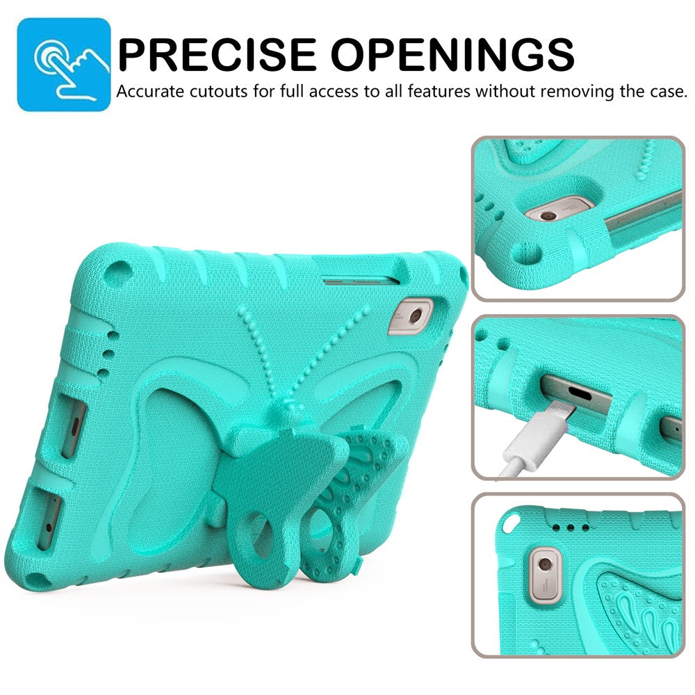 For Lenovo Tab M9 Case Butterfly Kickstand EVA Tablet Cover with Shoulder Strap - Mint Green