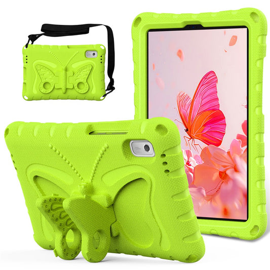 For Lenovo Tab M9 Case Butterfly Kickstand EVA Tablet Cover with Shoulder Strap - Green