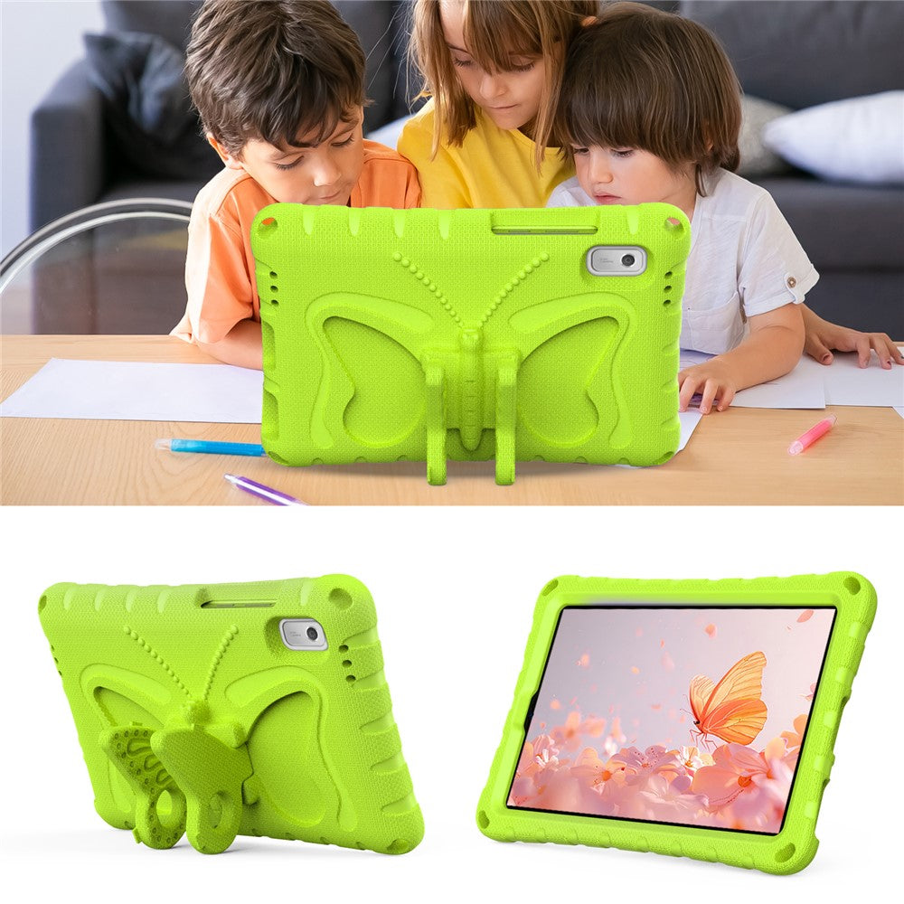 For Lenovo Tab M9 Case Butterfly Kickstand EVA Tablet Cover with Shoulder Strap - Green