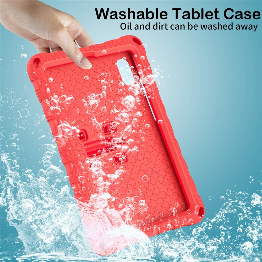 For Lenovo Tab M9 Case Butterfly Kickstand EVA Tablet Cover with Shoulder Strap - Red