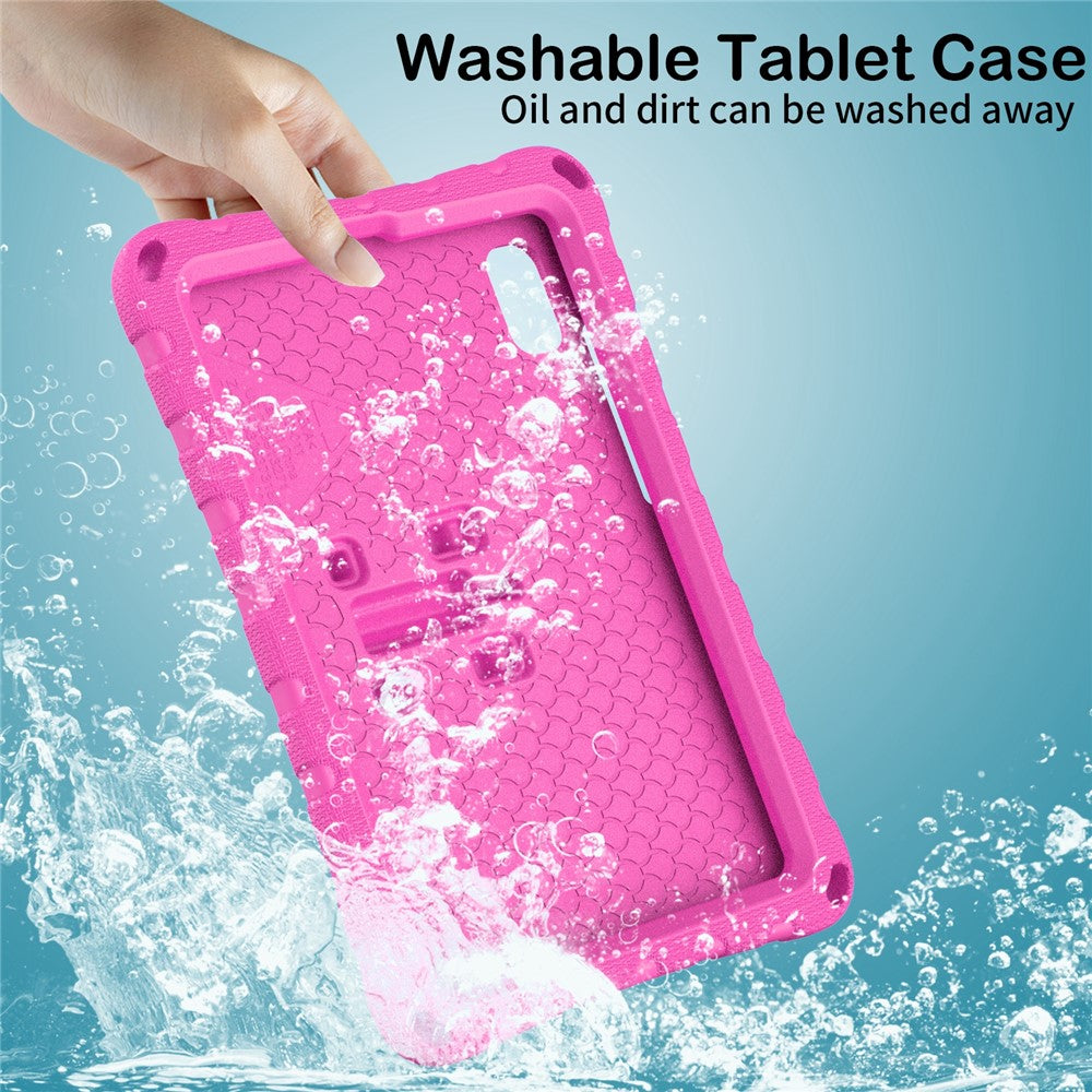 For Lenovo Tab M9 Case Butterfly Kickstand EVA Tablet Cover with Shoulder Strap - Rose