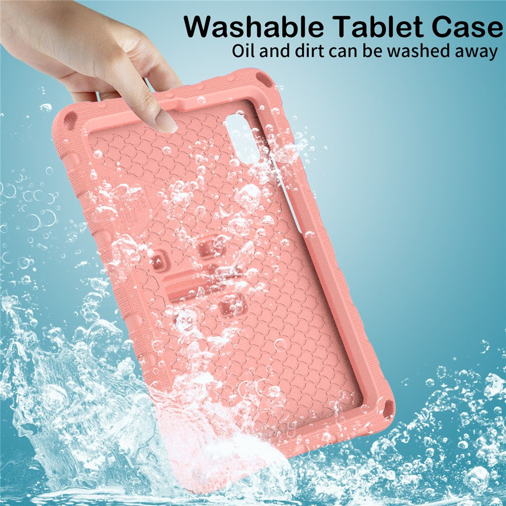 For Lenovo Tab M9 Case Butterfly Kickstand EVA Tablet Cover with Shoulder Strap - Light Pink