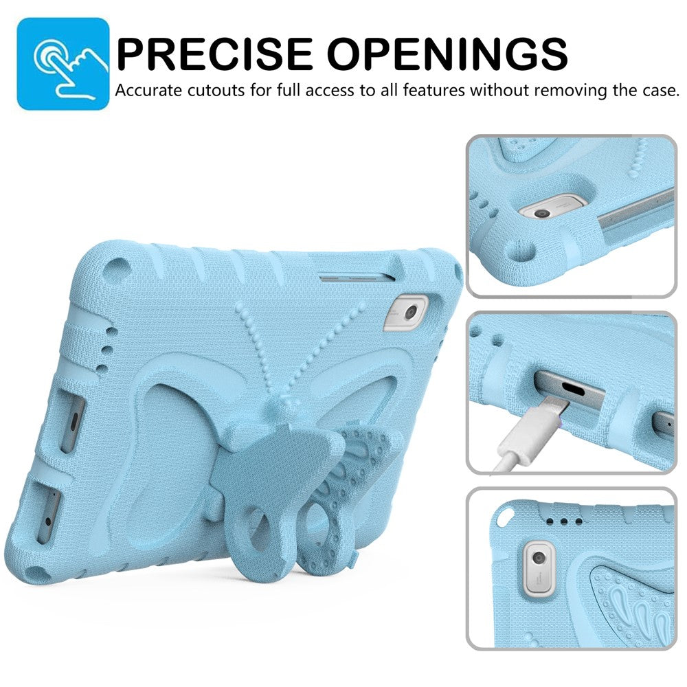 For Lenovo Tab M9 Case Butterfly Kickstand EVA Tablet Cover with Shoulder Strap - Baby Blue