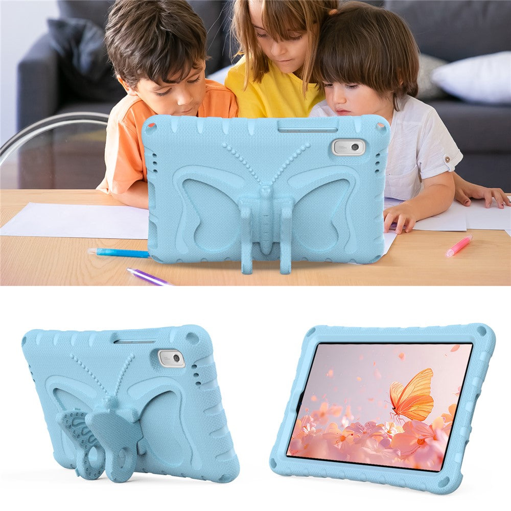 For Lenovo Tab M9 Case Butterfly Kickstand EVA Tablet Cover with Shoulder Strap - Baby Blue