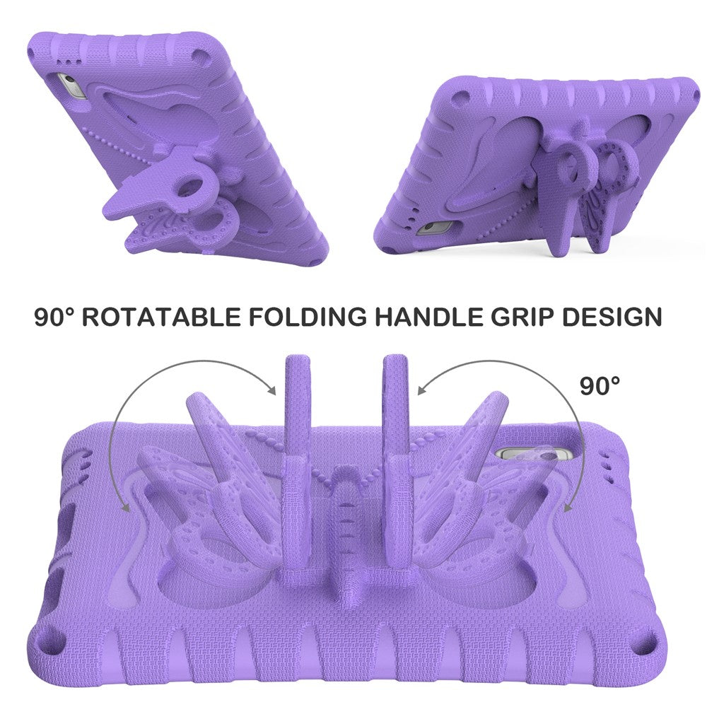 For Lenovo Tab M9 Case Butterfly Kickstand EVA Tablet Cover with Shoulder Strap - Light Purple