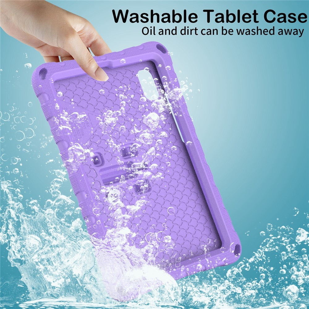 For Lenovo Tab M9 Case Butterfly Kickstand EVA Tablet Cover with Shoulder Strap - Light Purple