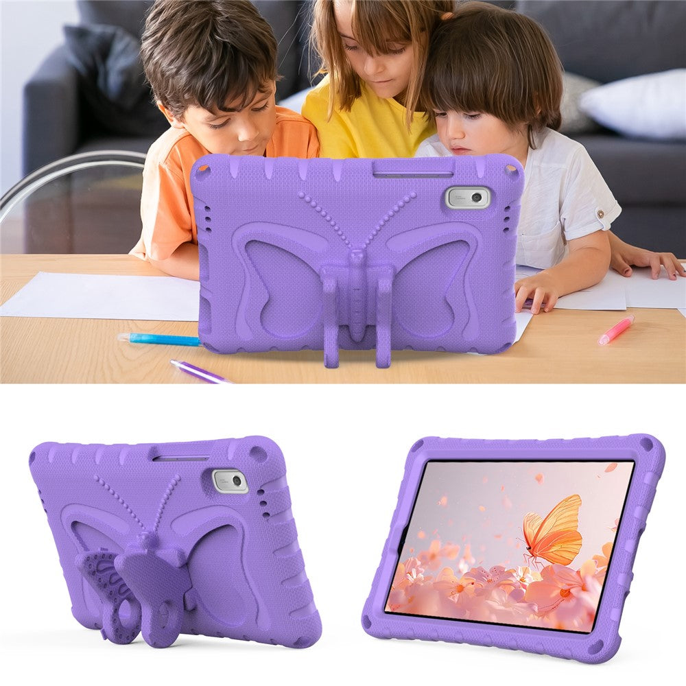 For Lenovo Tab M9 Case Butterfly Kickstand EVA Tablet Cover with Shoulder Strap - Light Purple