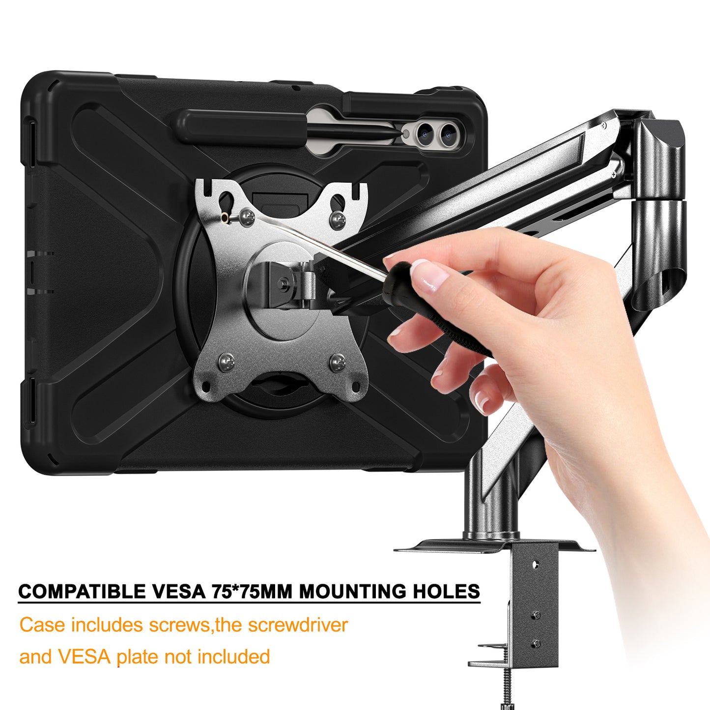 For Samsung Galaxy Tab S9 FE+ X610 / S9+ X810 / S8+ X800 / S7 FE T730 / S7+ T970 Case Kickstand PC+Silicone Tablet Cover