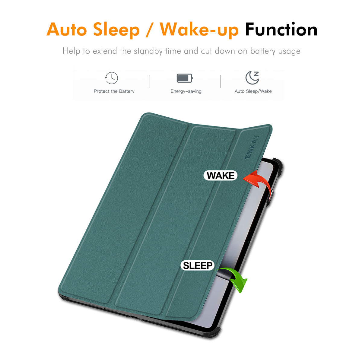 For OnePlus Pad Pro / OnePlus Pad 2 ENKAY HAT PRINCE Trifold Stand Cover PU Leather+PC Tablet Case - Dark Green