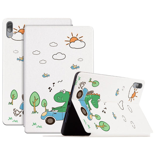For Lenovo Pad Pro 11.5-inch Protective Case with Auto Wake/Sleep Cartoon Pattern Printed PU Leather Cover Tablet Stand Case - Driving Dinosaur