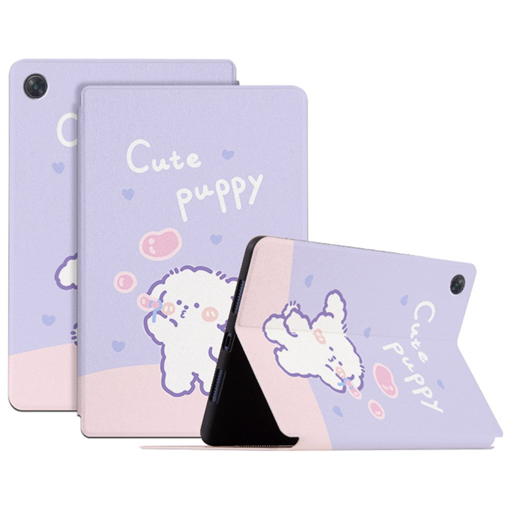 For Lenovo Tab M10 Plus (3rd Gen) / Xiaoxin Pad 2022 10.6 inch Cartoon Pattern Printing PU Leather Adjustable Stand Tablet Case with Auto Wake / Sleep - Bubble Dog