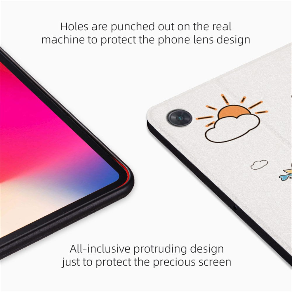 For Lenovo Tab M10 Plus (3rd Gen) / Xiaoxin Pad 2022 10.6 inch Cartoon Pattern Printing PU Leather Adjustable Stand Tablet Case with Auto Wake / Sleep - Blue Cat / Hello