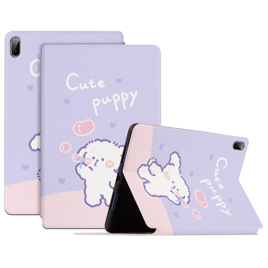 For Lenovo Pad Plus / Lenovo Tab P11 TB-J606F / Tab P11 5G Auto Wake / Sleep Case with Stand Cartoon Pattern Printed PU Leather Cover Protective Tablet Case - Bubble Dog